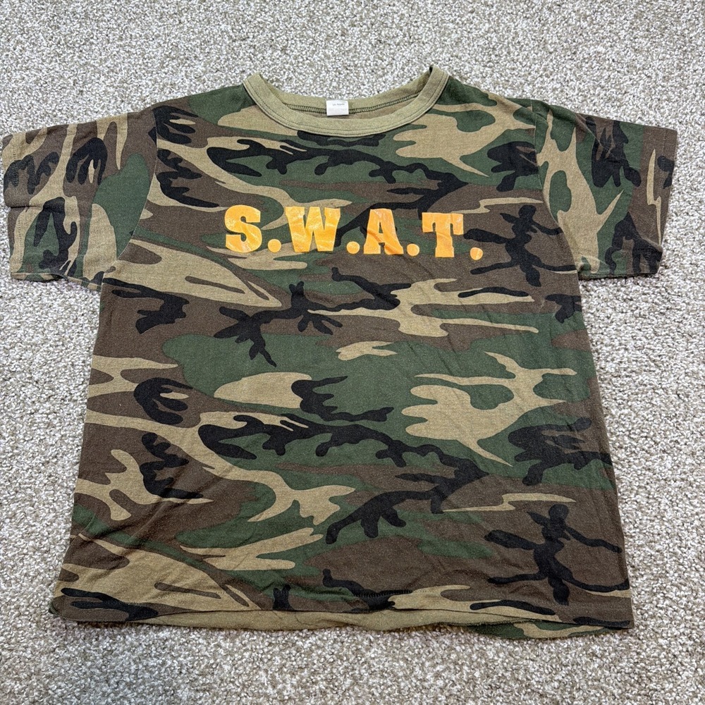 Vintage 80s Southland Military S.W.A.T Camo Tee Size Large USA Made